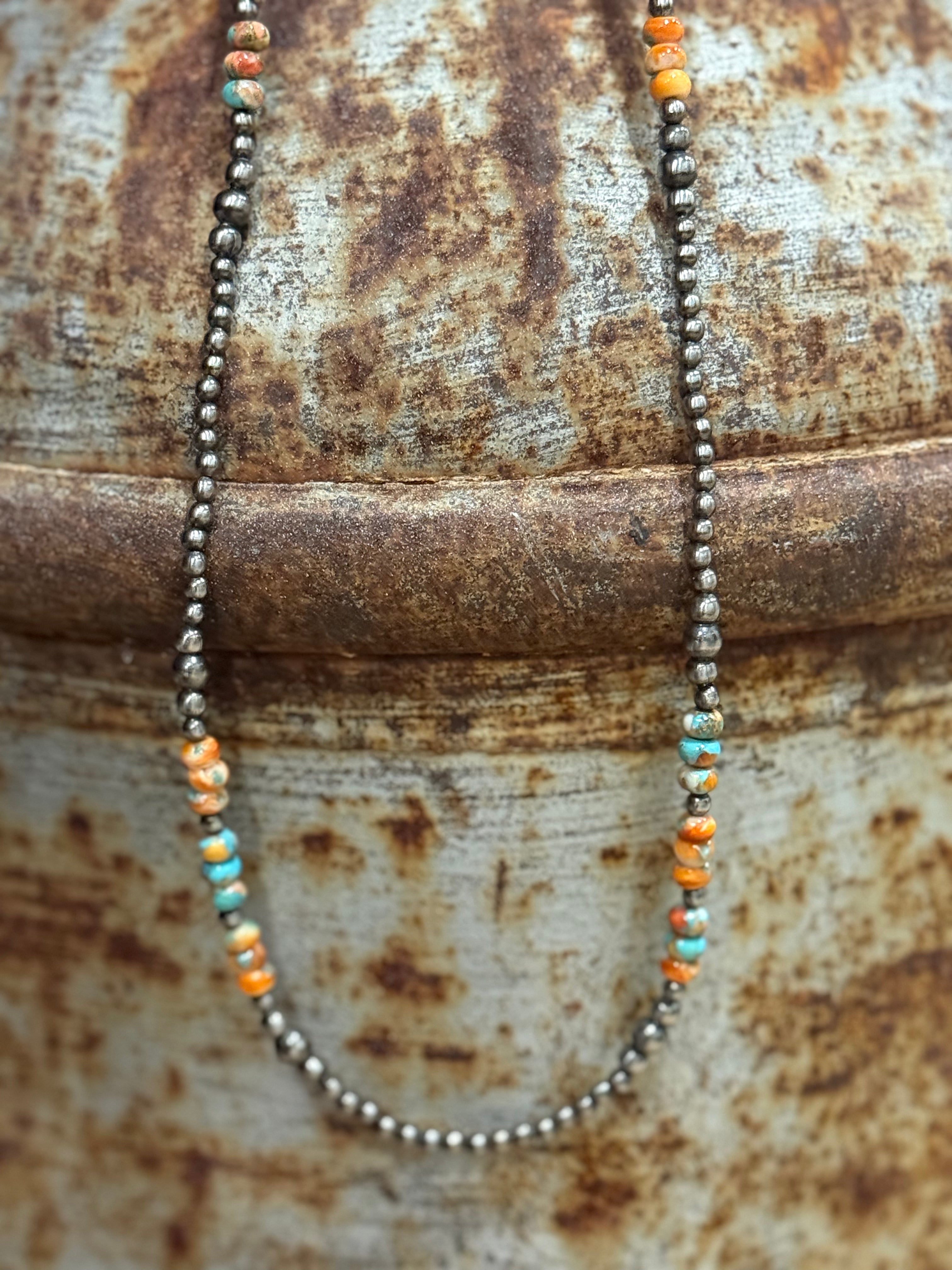 Triple Shot Spiny Oyster Beads Necklace