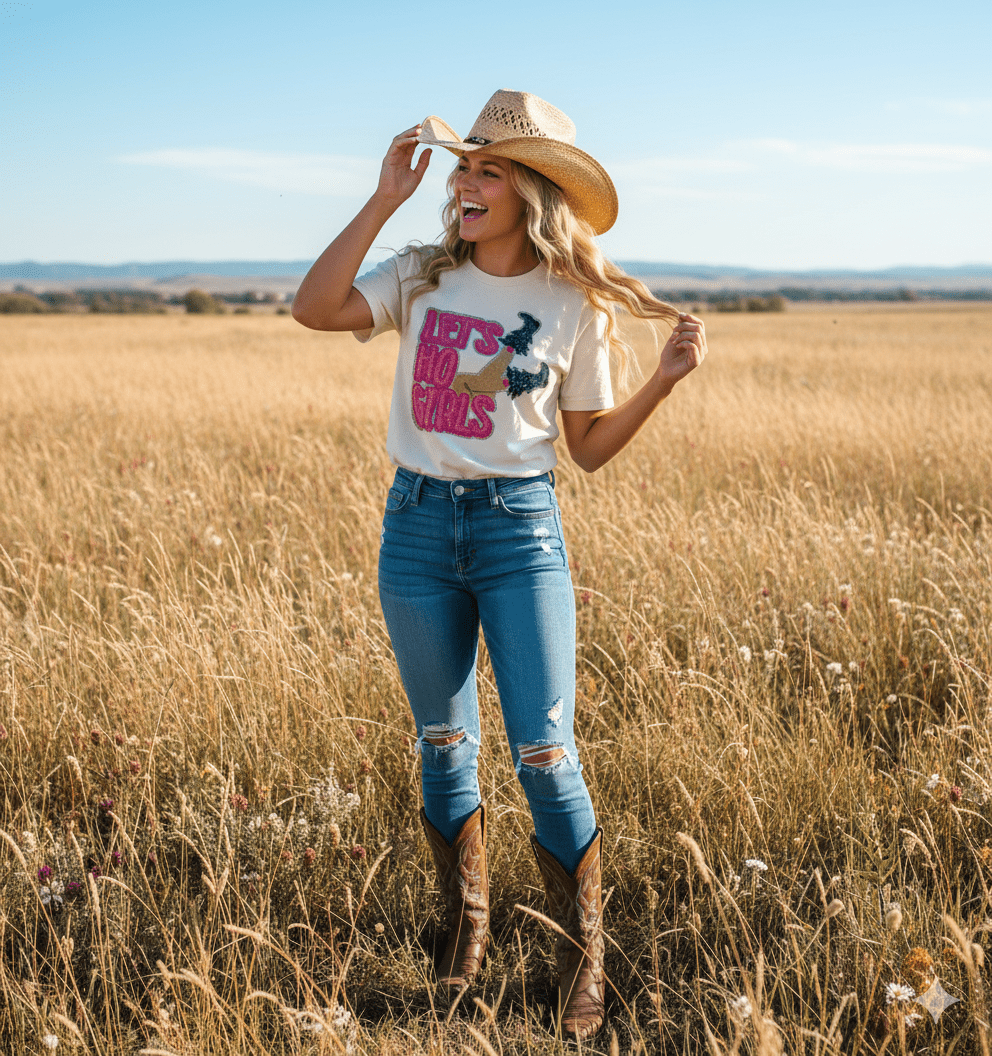 Let's Ho Girls Christmas Glitter Patch Tee