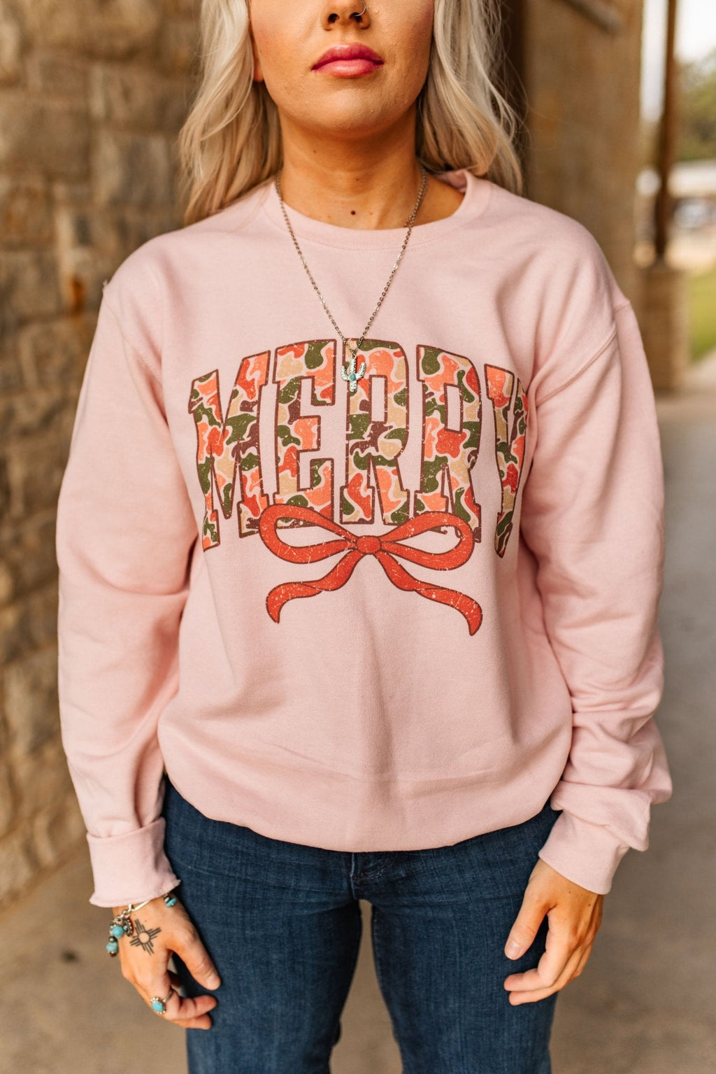 Merry Christmas Camo Print Sweatshirt