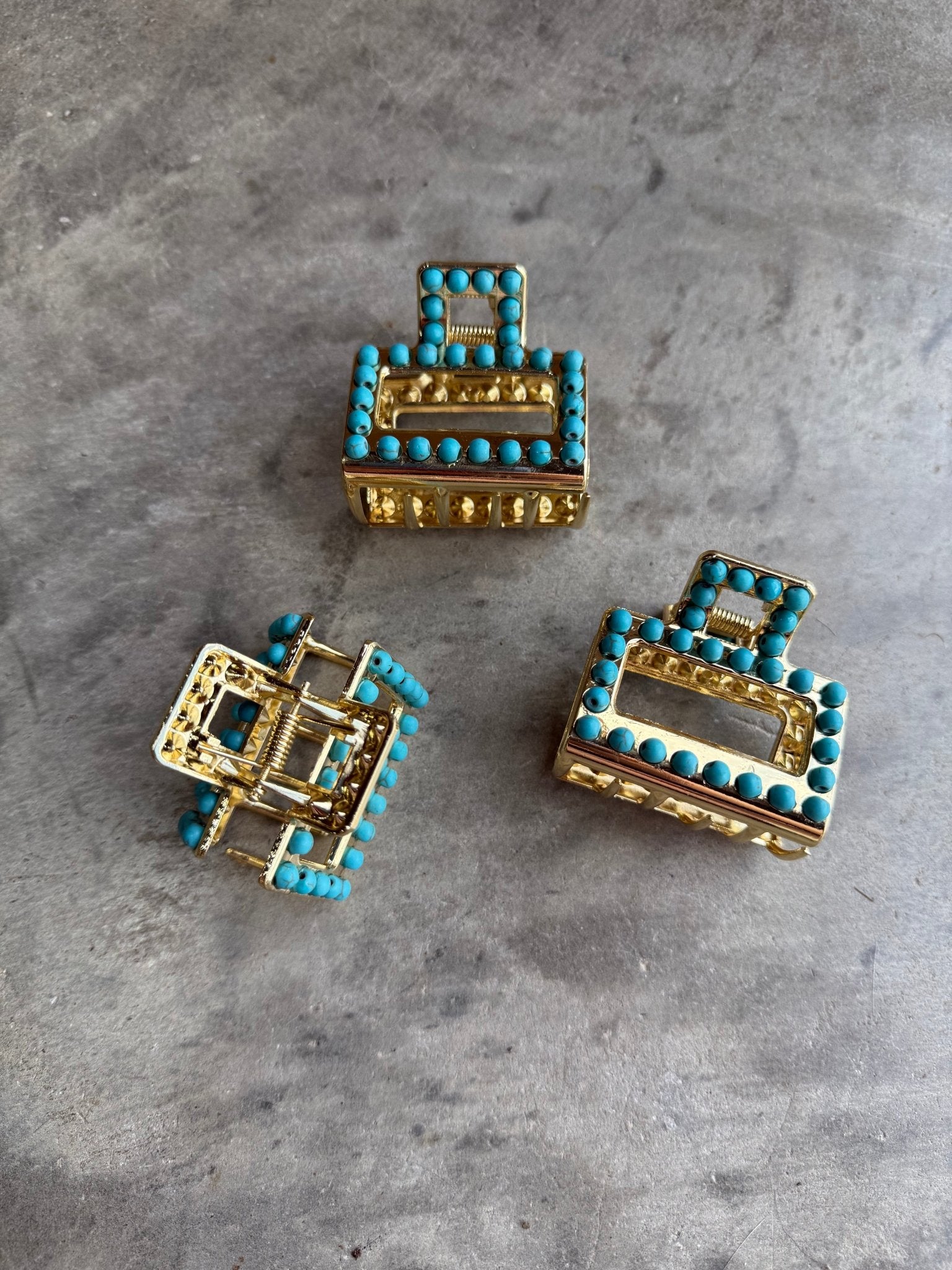 Mini Square Turquoise Claw Hair Clip