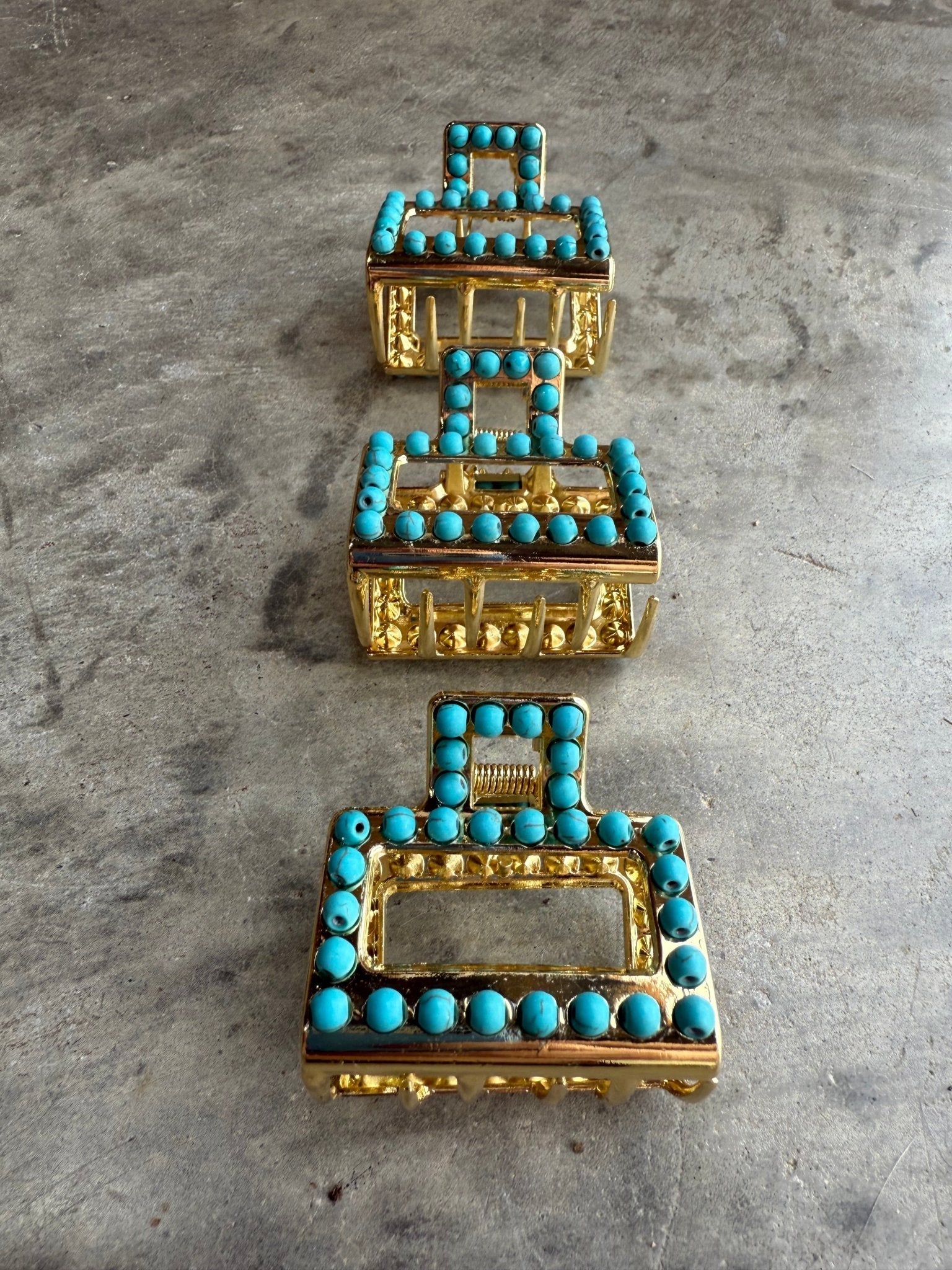 Mini Square Turquoise Claw Hair Clip